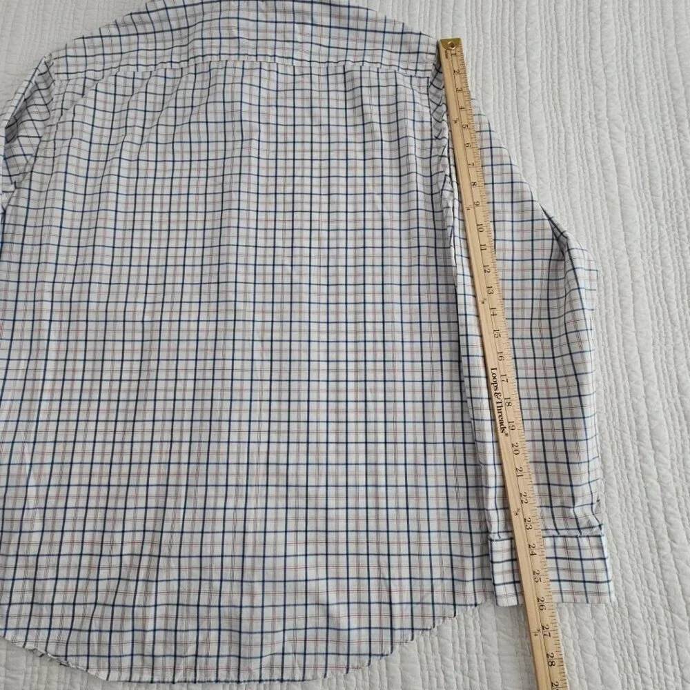 Banana Republic Shirt Men's XL Red White Blue Windowpane‎ Soft Wash Slim Fit EUC